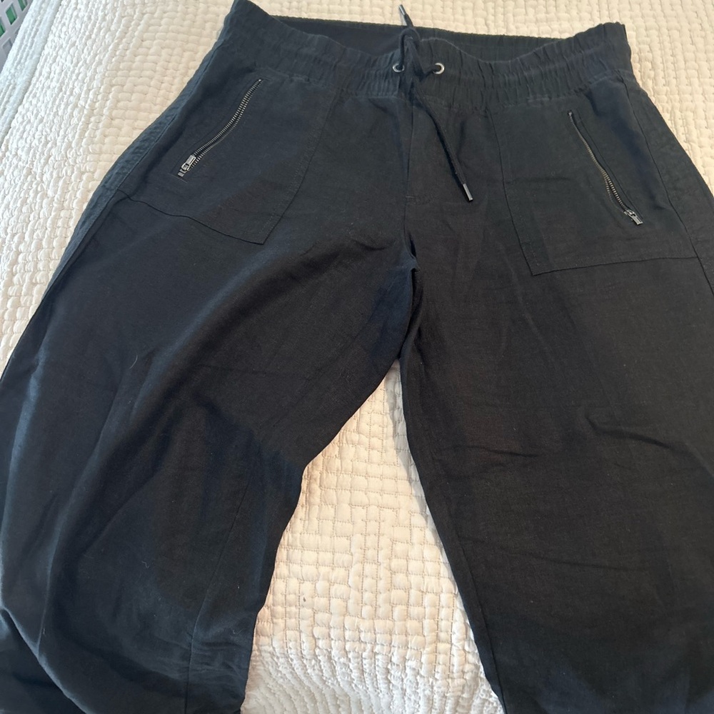 Athleta Women's Black linen Drawstring Pants